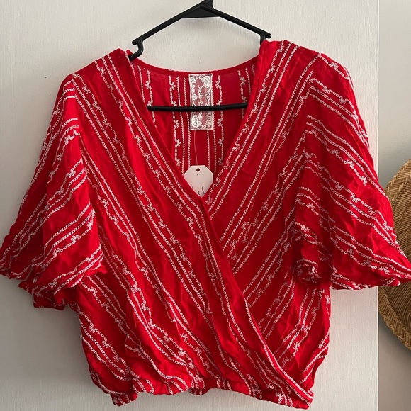 Sadie & Sage Tops - NWT Sadie & Sage Red Blouse with White Stripes